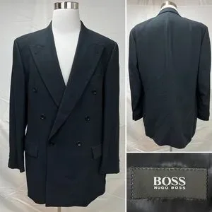 90s HUGO BOSS ボス ダブル カシミア ヴィンテージ ダブル BOSS - Silk-blend tie with jacquard pattern - Light Blue